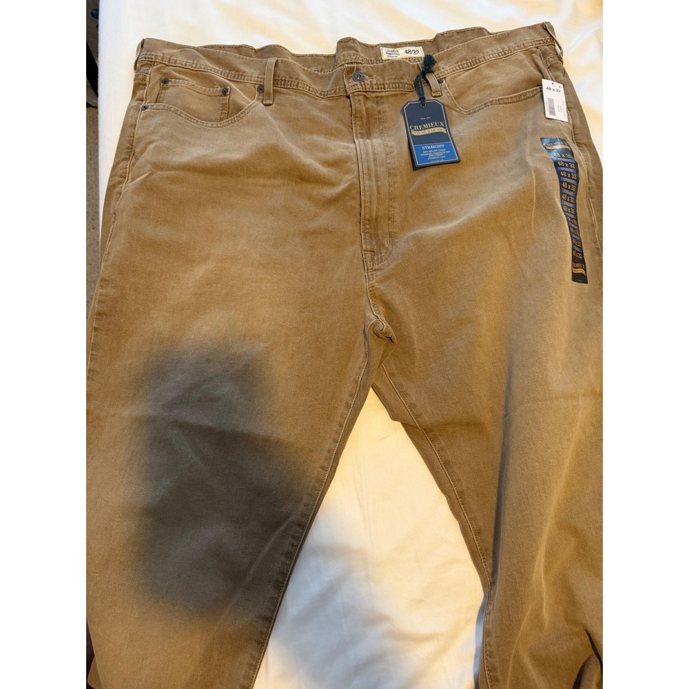 Cremieux Premium Denim Mens 48x32 Straight Leg Khaki Tan Pants NWT